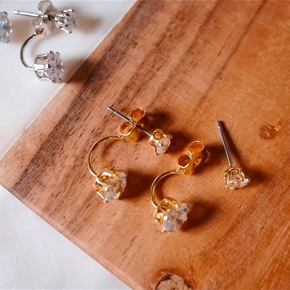 🔵𝟲𝟱%𝗢𝗙𝗙 𝗯𝘂𝗻𝗱𝗹𝗲𝘀 𝟯+🔵 NEW CZ Round Dainty Jacket Earrings - Picture 6 of 9